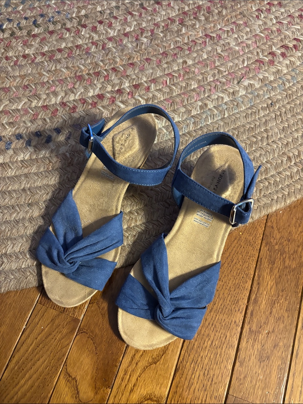 Womens Blue Knot Front Ankle Strap Sandals
